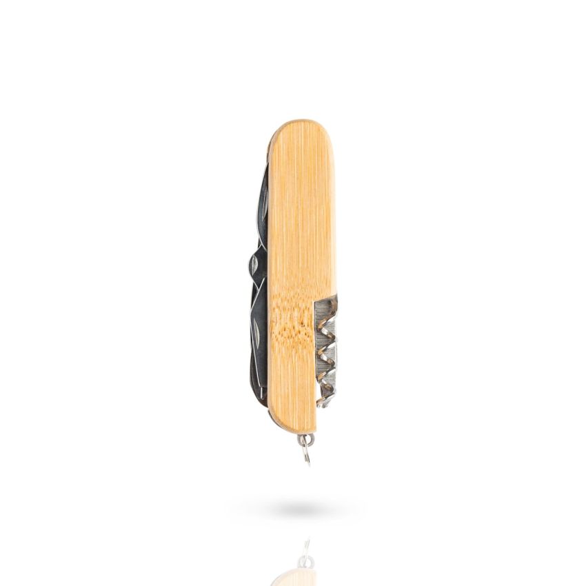 Multiblade Bamboo and Stainless Steel Multifunction Pocket Knife
