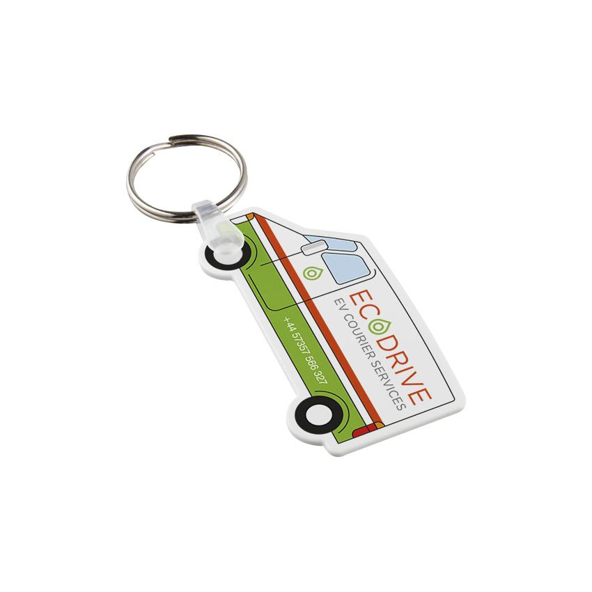 Recycled keyring in the shape of a 