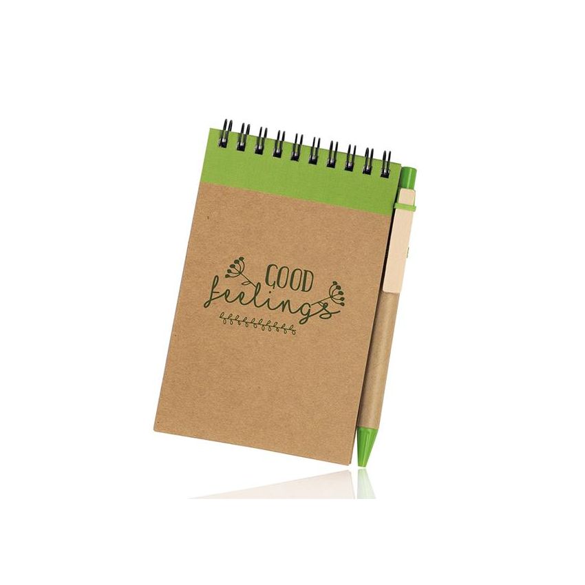 Recynote A6 Notepad in Cardboard, with Ballpoint Pen