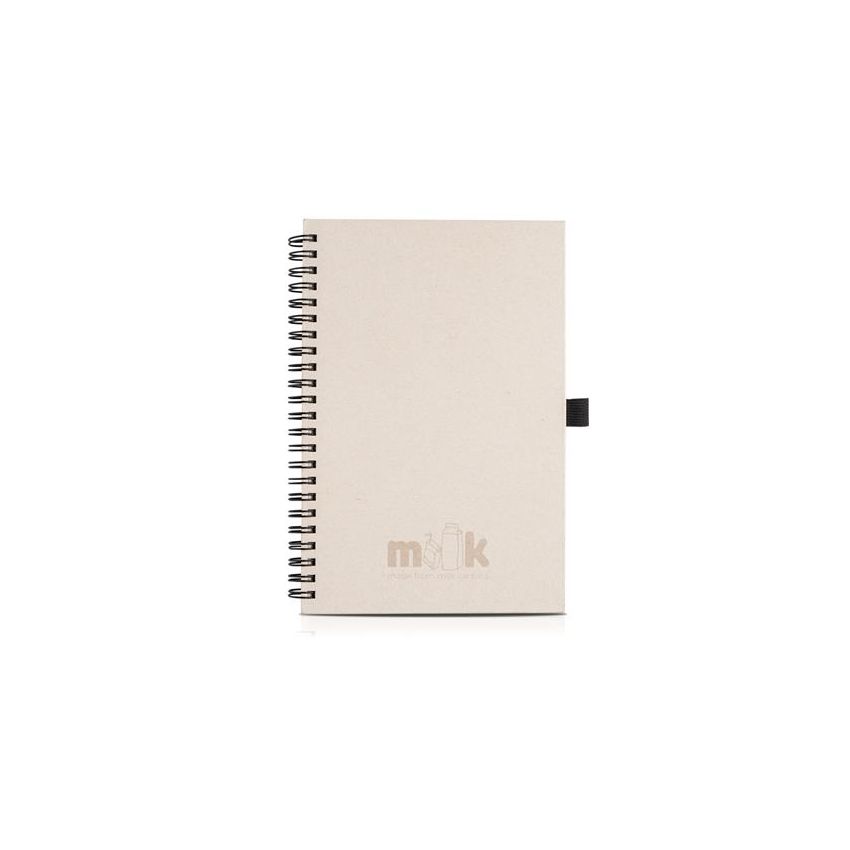 Milknote A5 ring-bound notepad made from recycled milk carton board