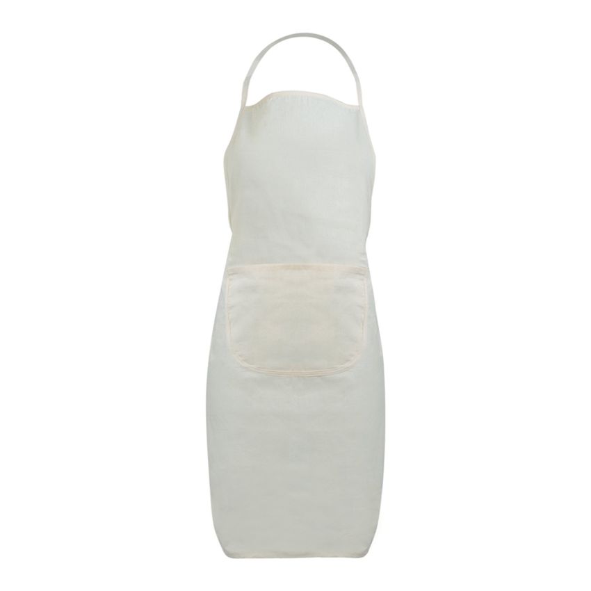 Apraw Apron in raw cotton fabric with pocket, 100% cotton