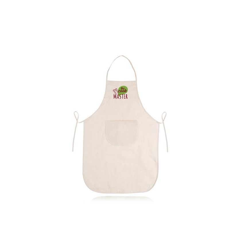 Apraw Apron in raw cotton fabric with pocket, 100% cotton