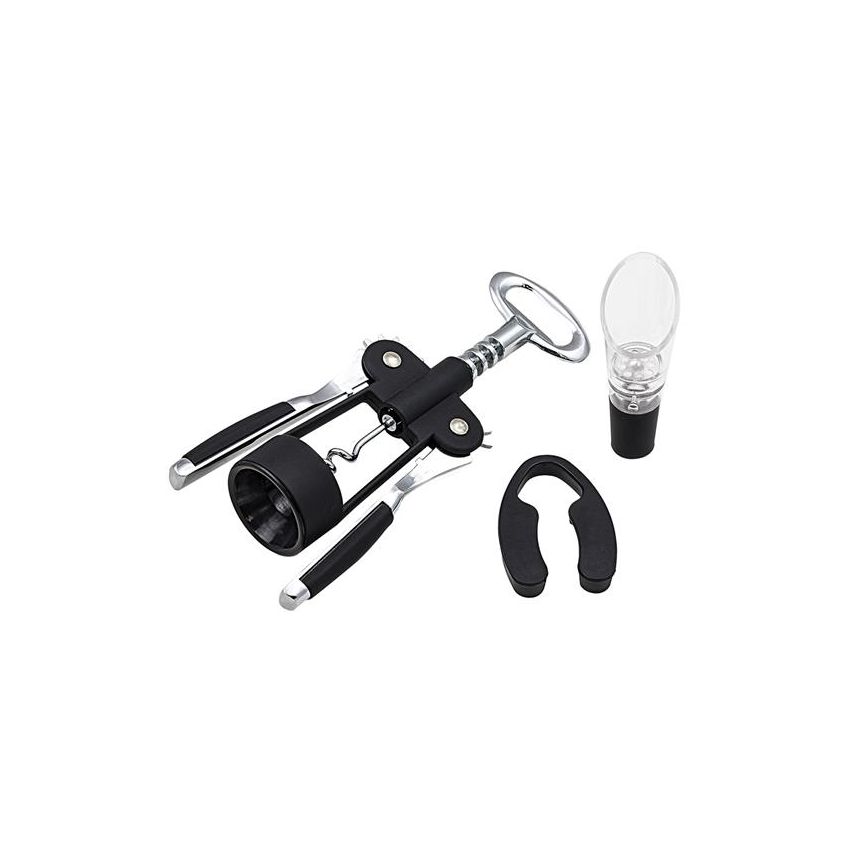 Finwine Stainless Steel Wine Set, with Corkscrew, Foil Cutter, Decanter and Capsule Cutter