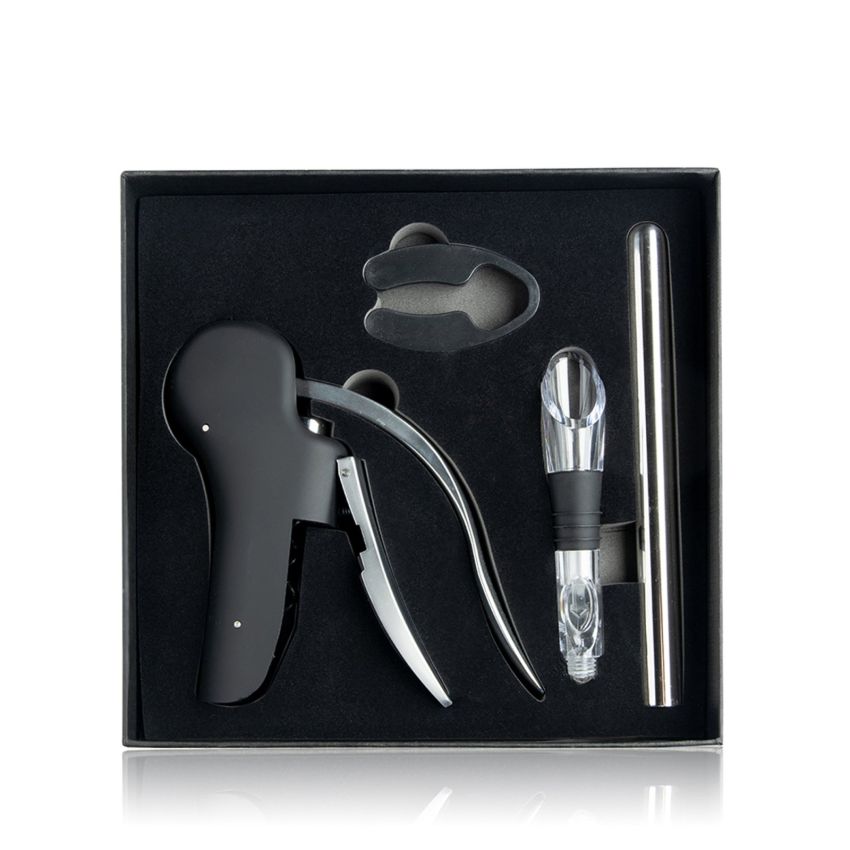 Starwine Stainless Steel Wine Set, with Corkscrew, Wine Cooler and Foil Cutter
