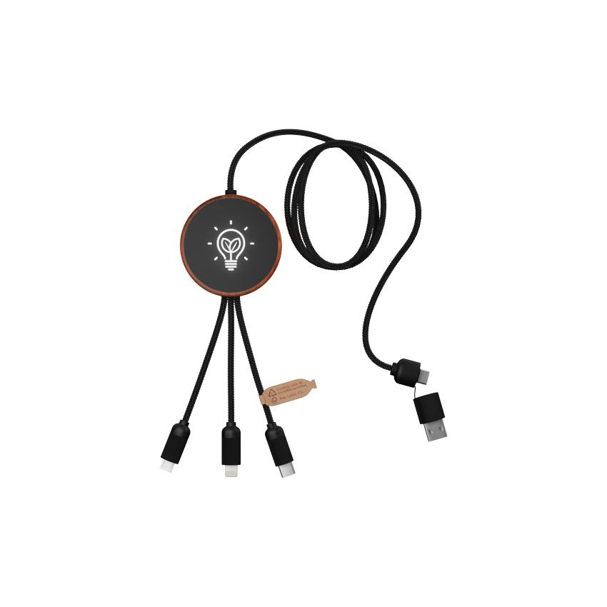 RPET 5-in-1 luminous logo charging cable and 10W charging base 
