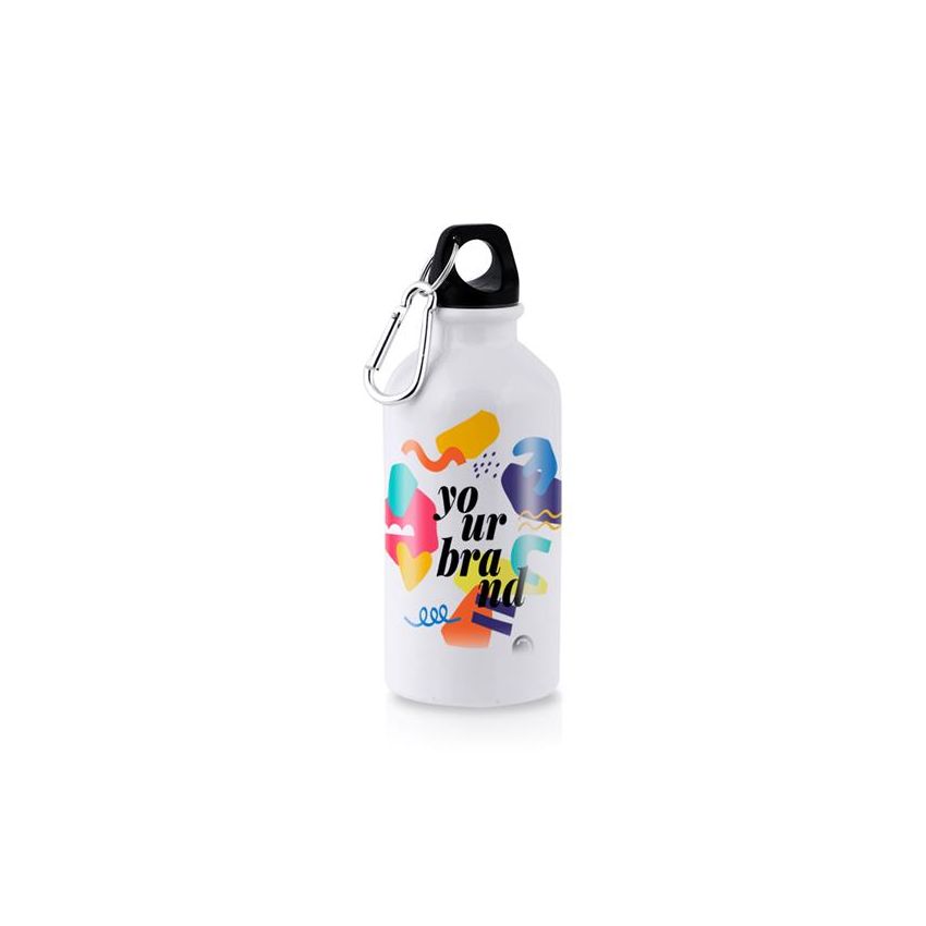 Ollaf Aluminium Bottle, 400 ml for sublimation with carabiner