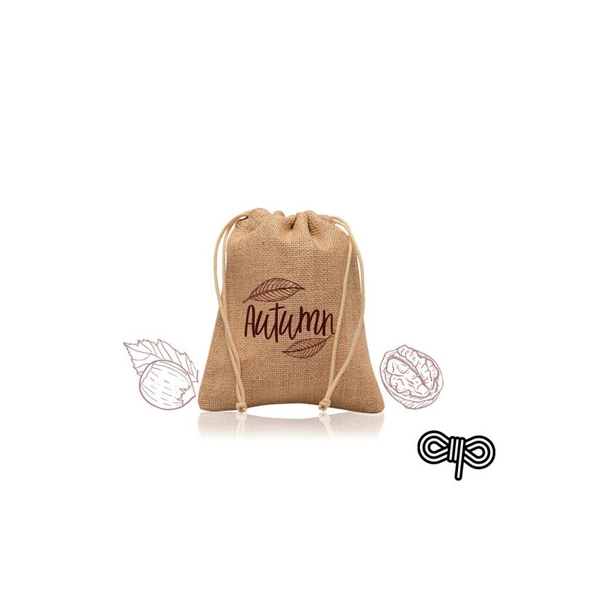 Small jute bag with ties