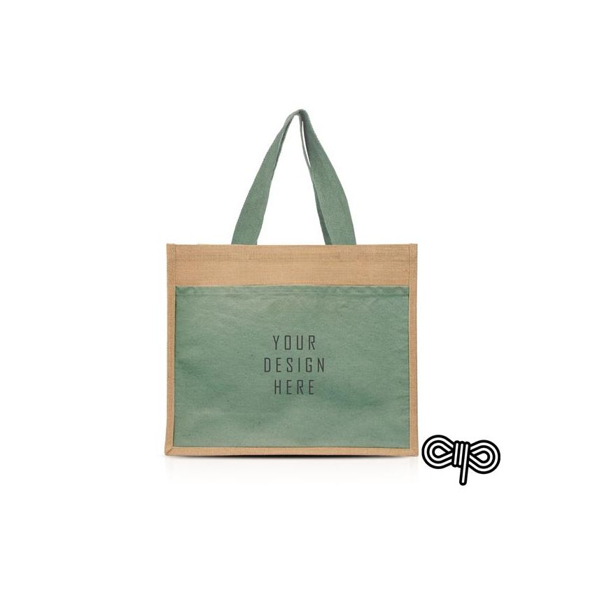 SunSet Jute Bag with Front Pocket 100% Cotton
