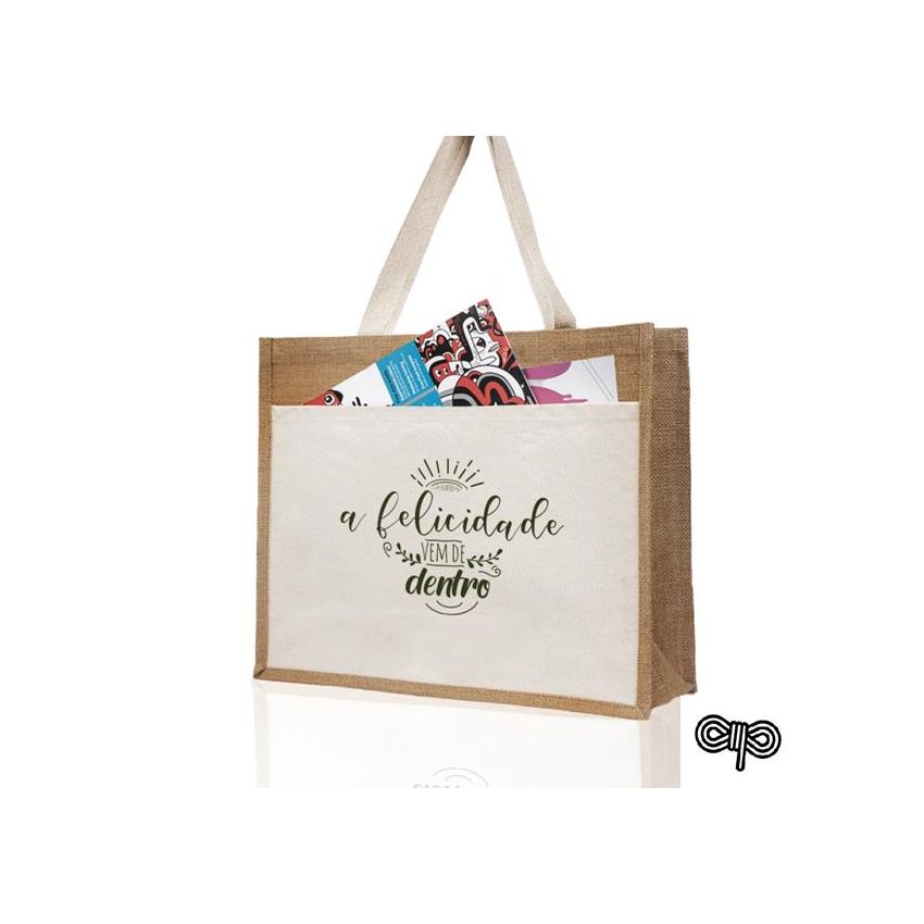 SunSet Jute Bag with Front 100% Cotton Pocket