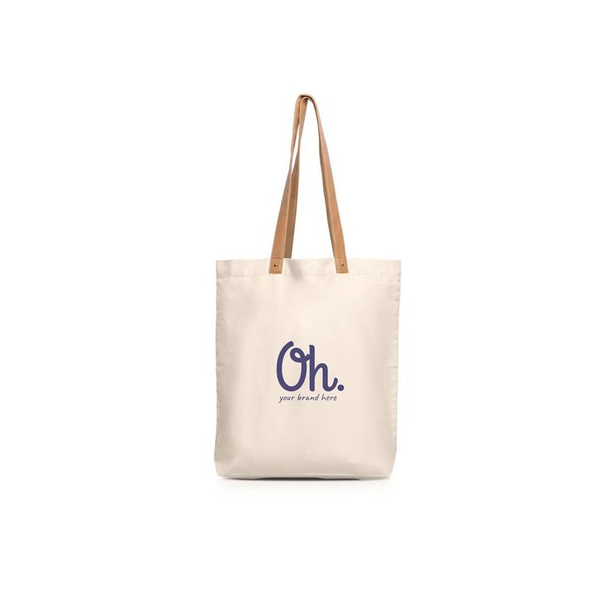 Peachy Cotton Bag with PU Handles