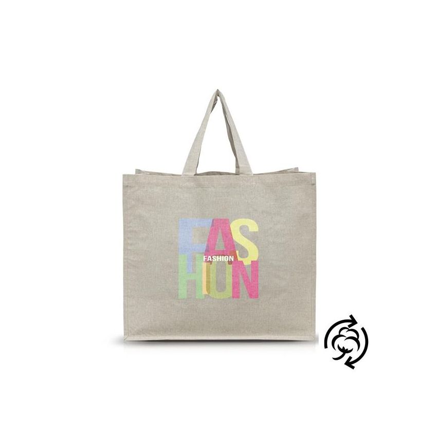 Shopper recycled cotton bag with interior lamination.