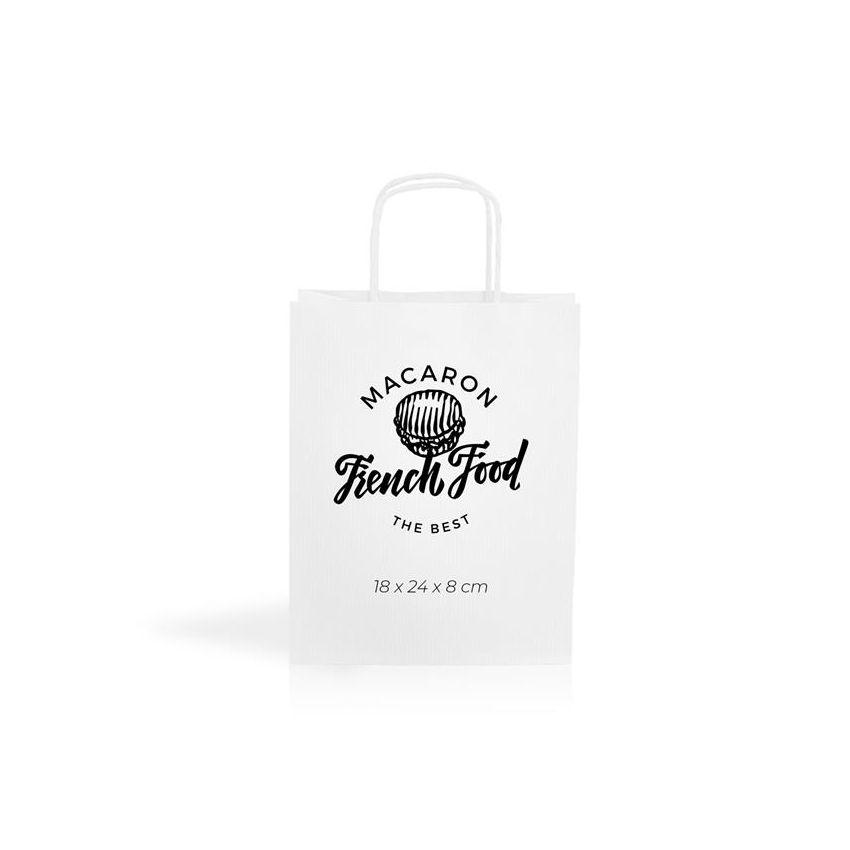 WKraft02 White kraft paper bag 90gsm 18x24x8cm