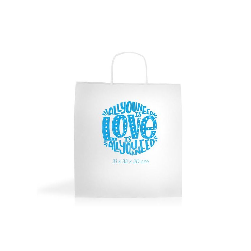 WKraft07 White kraft paper bag 100gsm 31X32X20cm