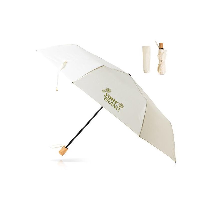 Small 190T pongee retractable umbrella, with matching handle and pouch