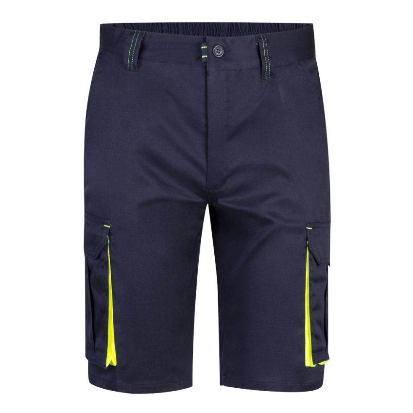 VL HEMERA Stretch bicolour Bermuda shorts with multiple pockets (240g/m²), in cotton (46%), EME (38%) and polyester (16%)