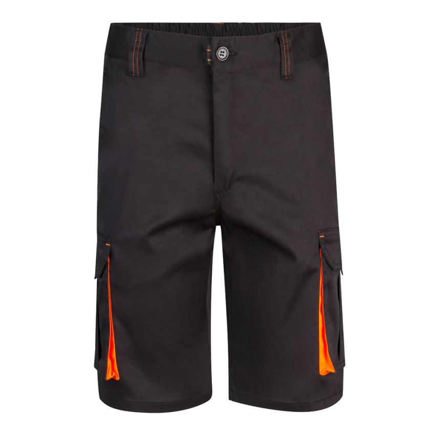 VL HEMERA Stretch bicolour Bermuda shorts with multiple pockets (240g/m²), in cotton (46%), EME (38%) and polyester (16%)