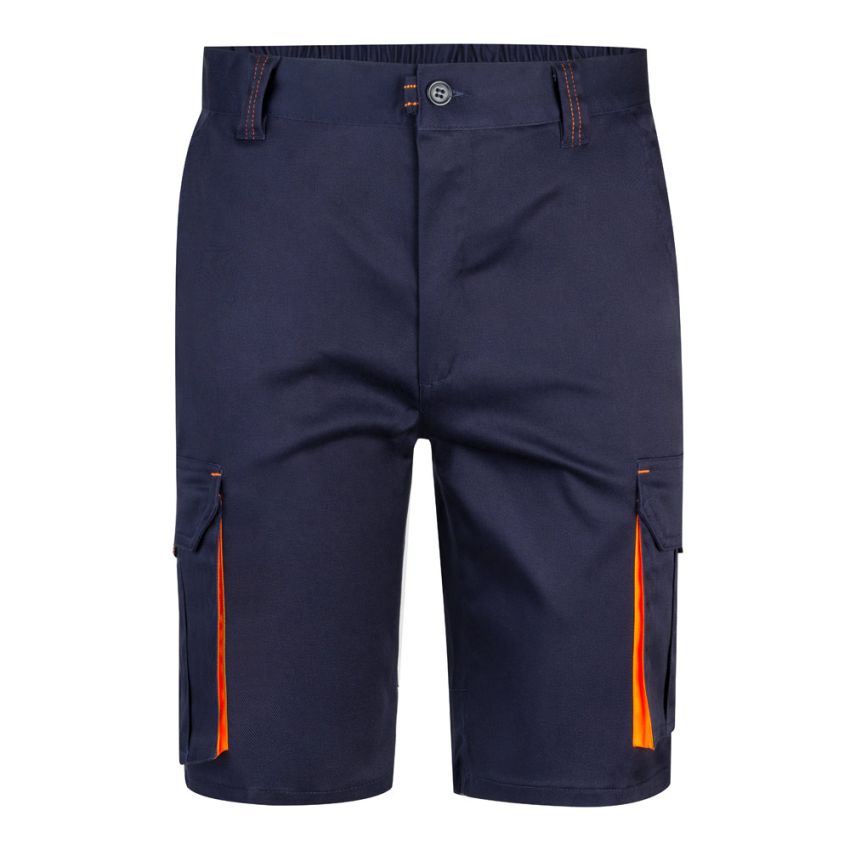 VL HEMERA Stretch bicolour Bermuda shorts with multiple pockets (240g/m²), in cotton (46%), EME (38%) and polyester (16%)