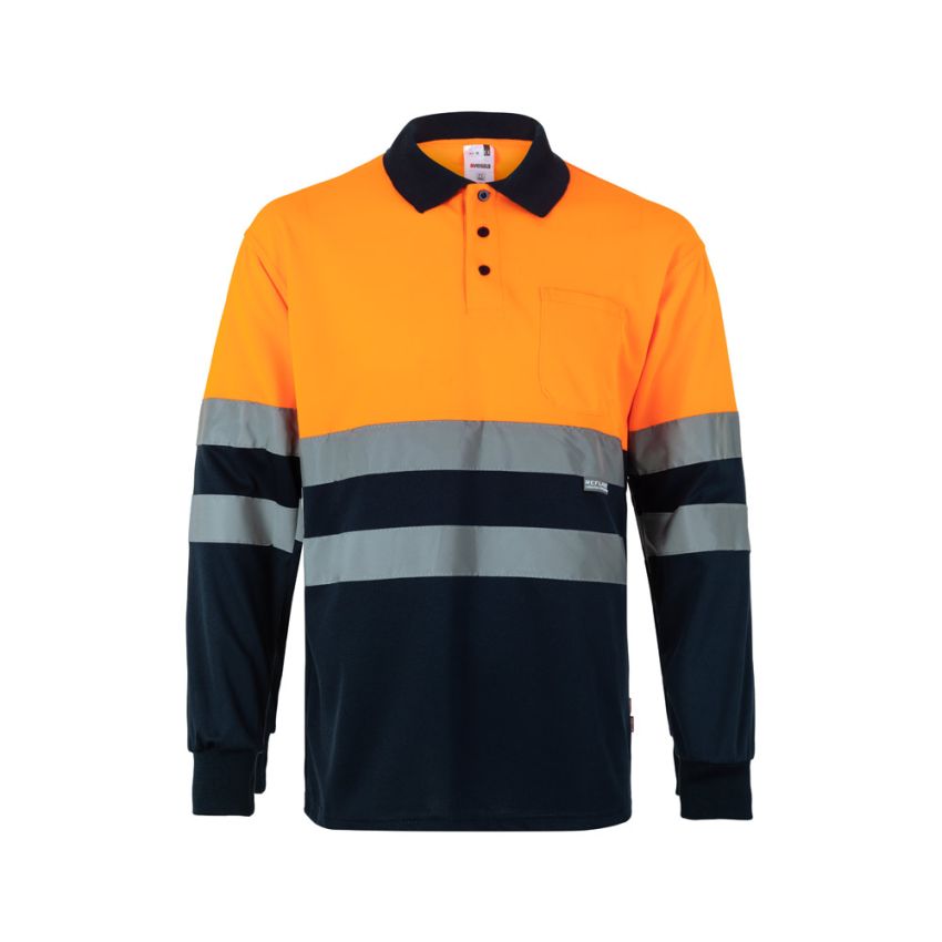 VL VULCAN two-tone bird-eye long sleeve polo shirt (160g/m²), 100% polyester