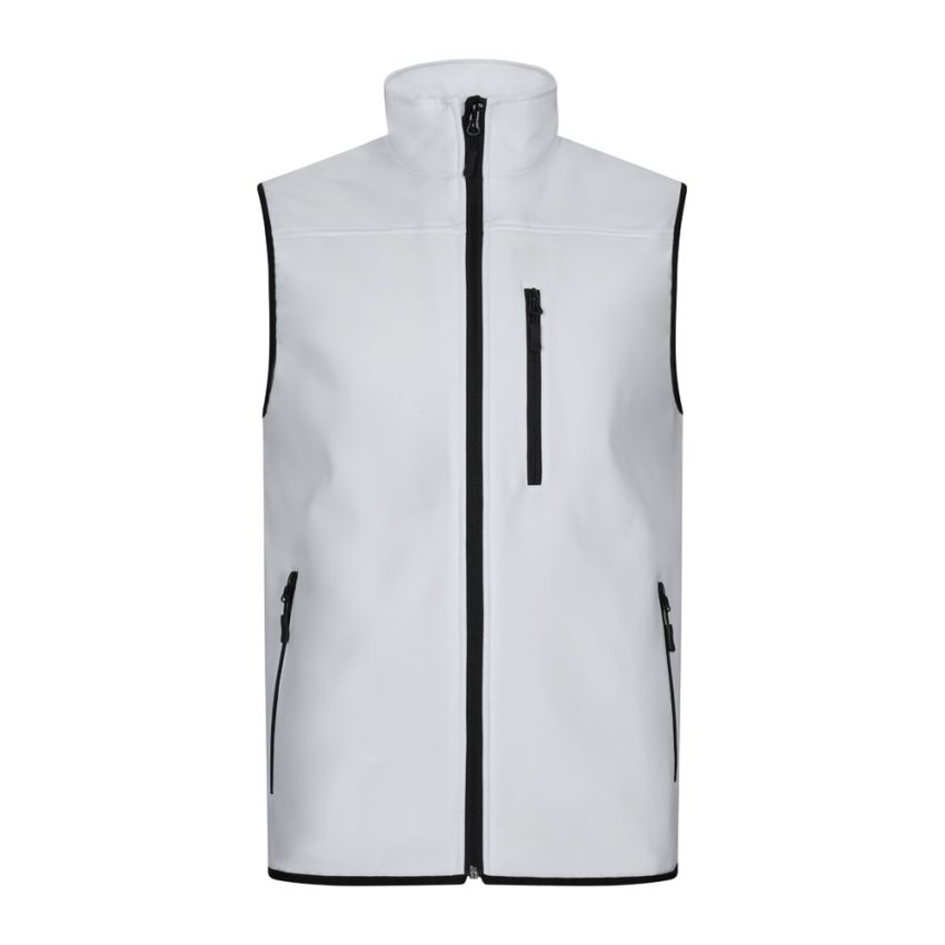 VL VARUNA Soft shell gilet (280g/m²), with fleece lining, in polyester (94%) and elastane (6%).