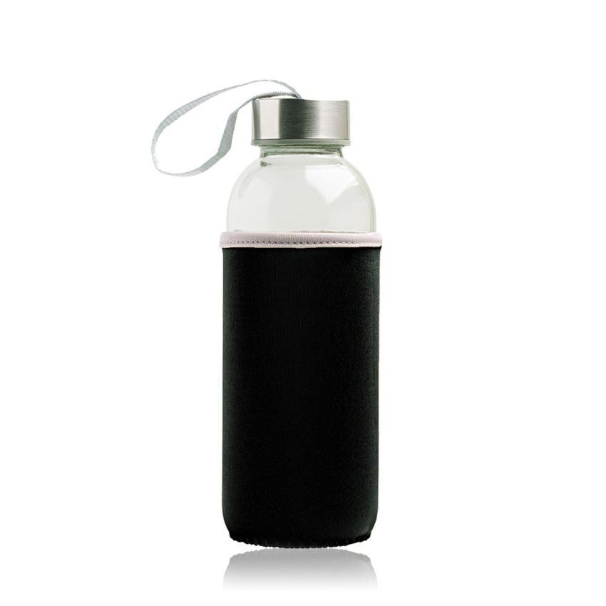 Neobottle Glass bottle with metal lid and neoprene sleeve