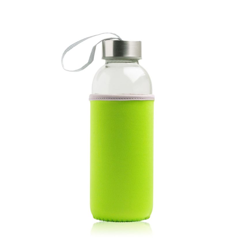 Neobottle Glass bottle with metal lid and neoprene sleeve