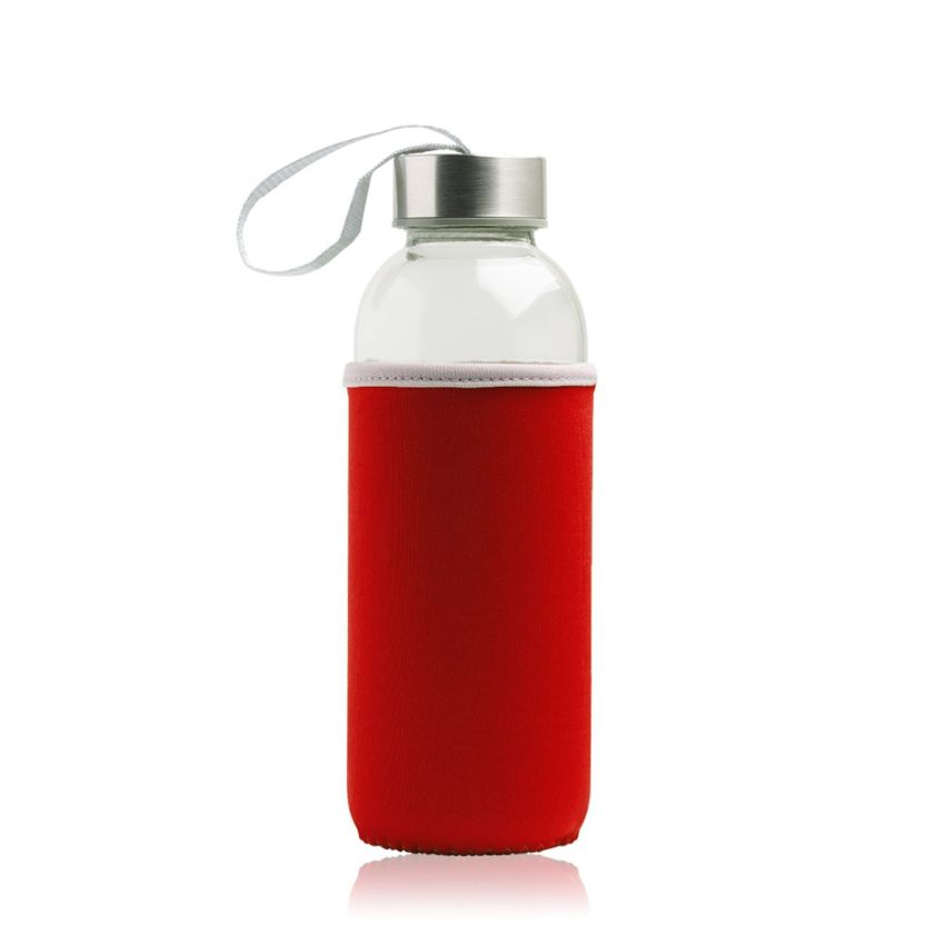 Neobottle Glass bottle with metal lid and neoprene sleeve
