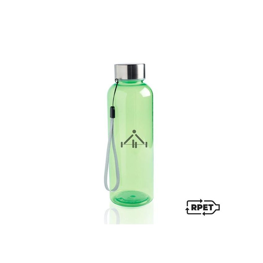 RPETbottle 500ml bottle in RPET, with steel lid and strap