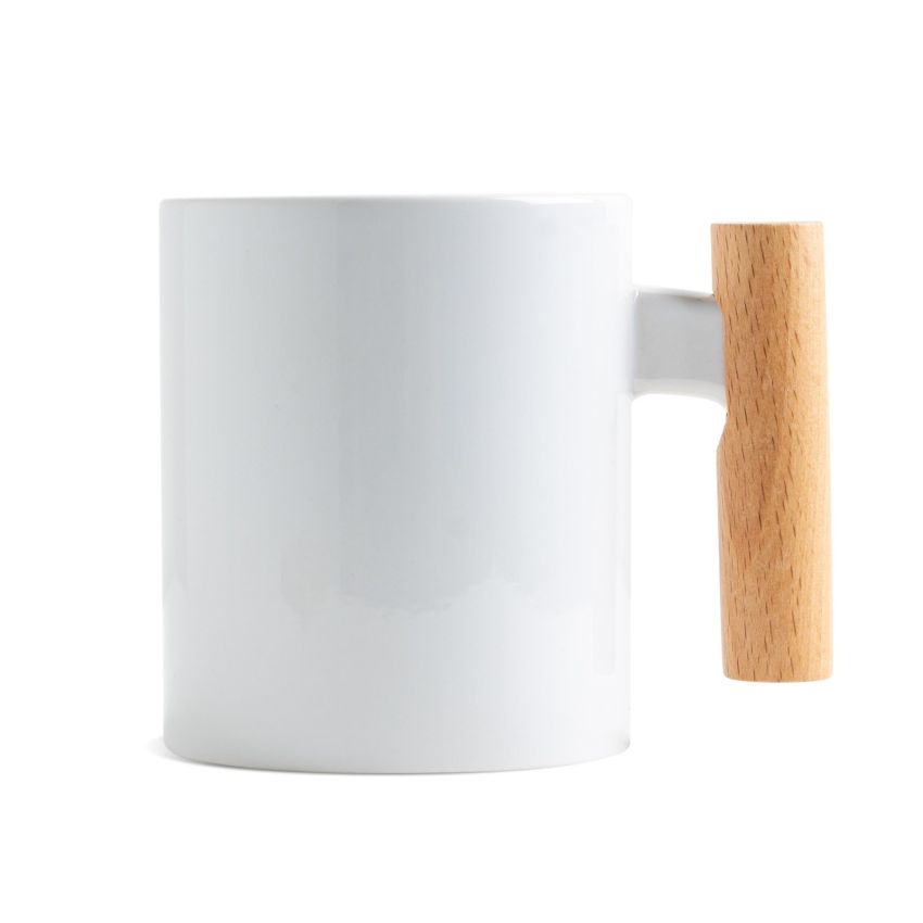 Mugoo Ceramic Mug for Sublimation with Wooden Handle