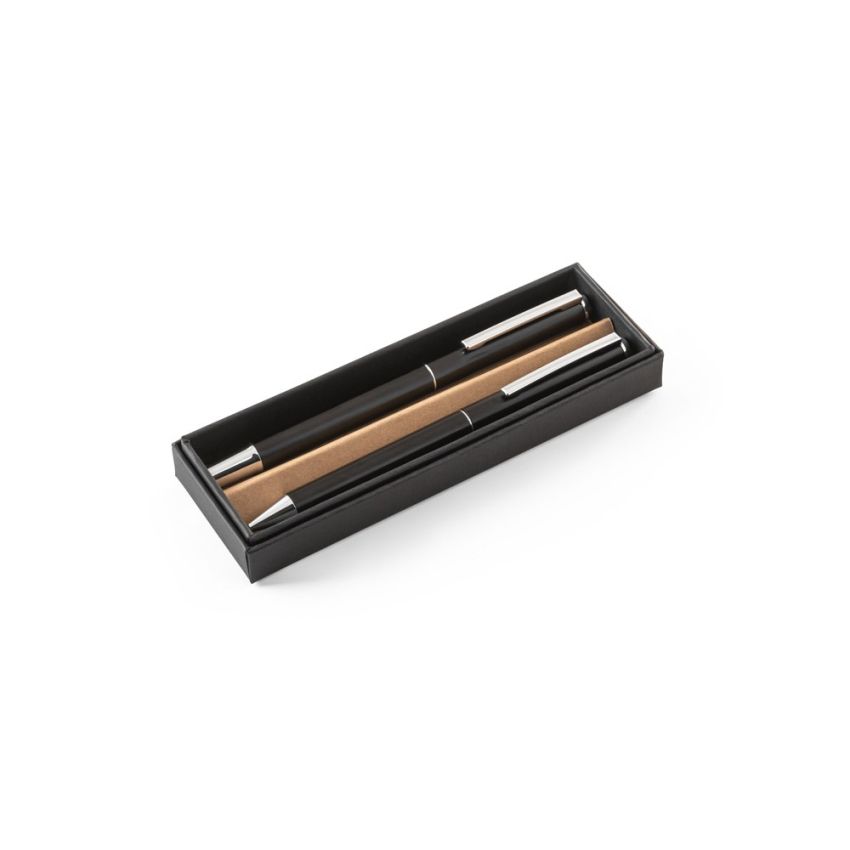 LEAH Aluminium rollerball and ballpoint pen set (94% aluminium) with clip