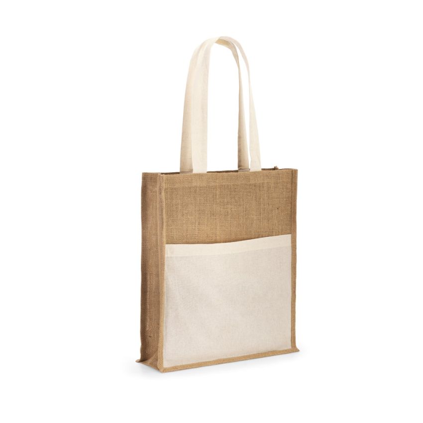 BRAGA Jute bag (240 g/m²) with 100% cotton pocket (140 g/m²)