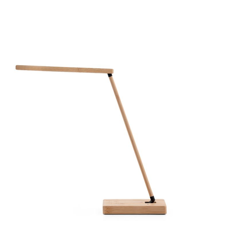 MOREY Candeeiro de secretária dobrável com carregador wireless super rápido 15W em bambu