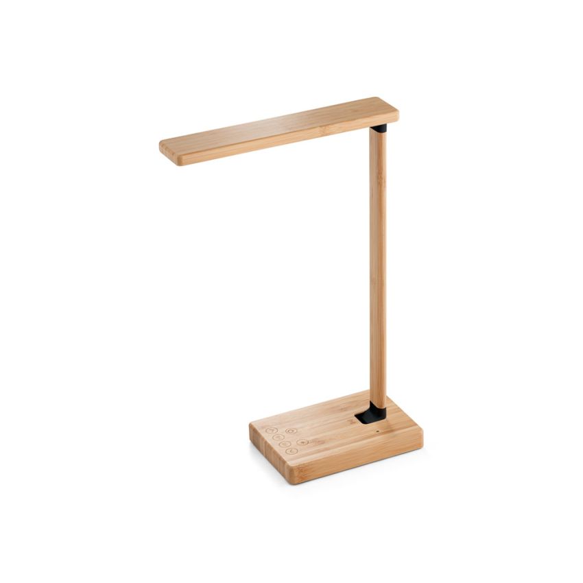MOREY Candeeiro de secretária dobrável com carregador wireless super rápido 15W em bambu