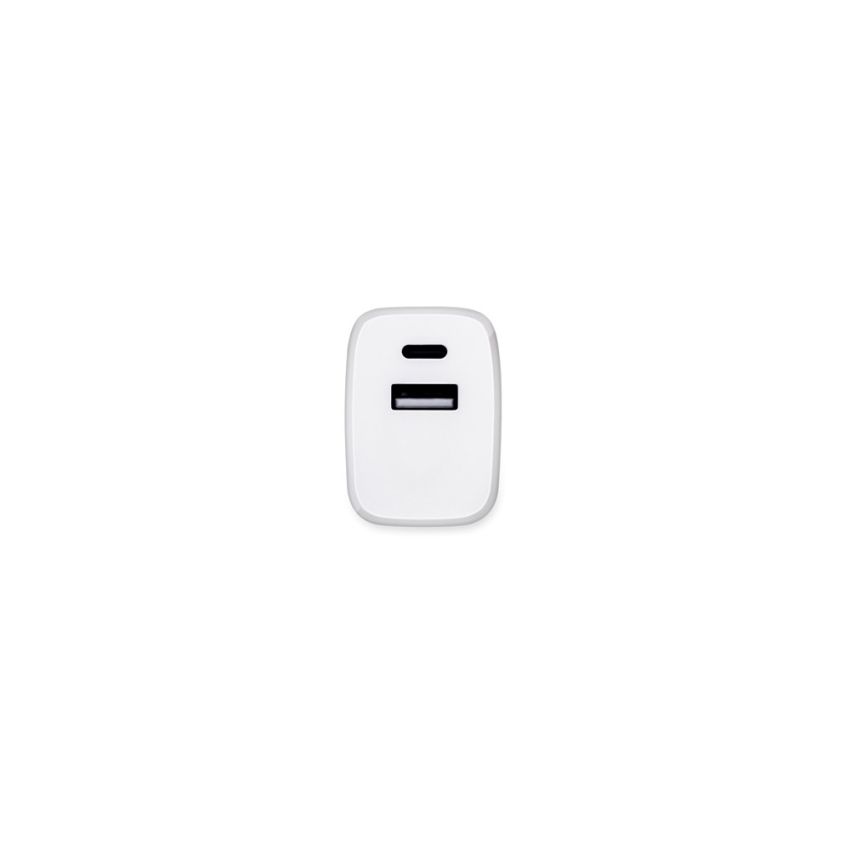 WEGENER Adaptador de corrente com porta USB-A 18W e USB-C 20W em ABS reciclado (100% rABS)