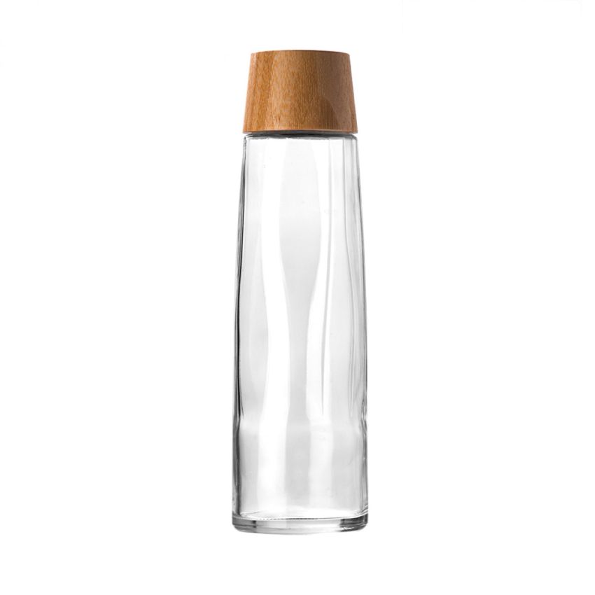 Glass BB Recycled Glass Bottle 750ml, bamboo lid