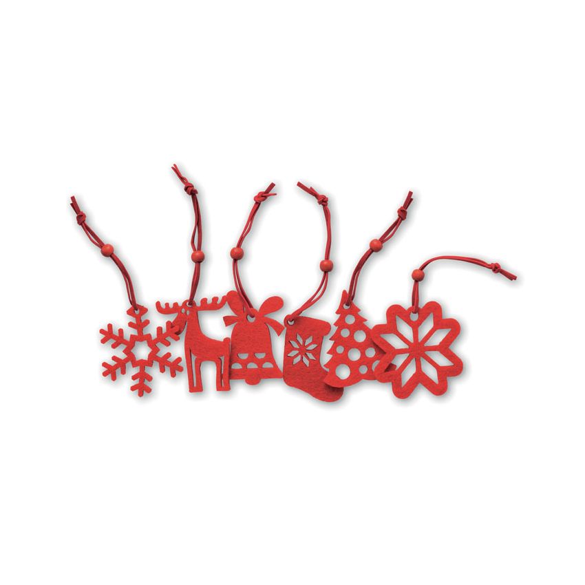 Set of 6 felt decorations