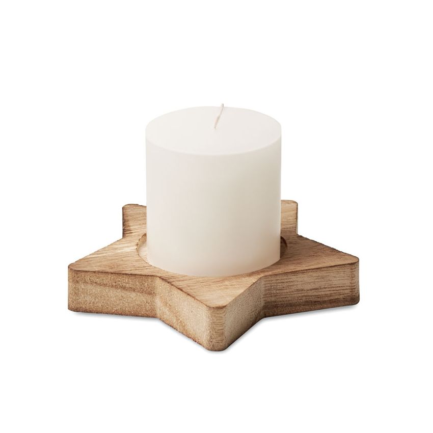 Candle with wooden base