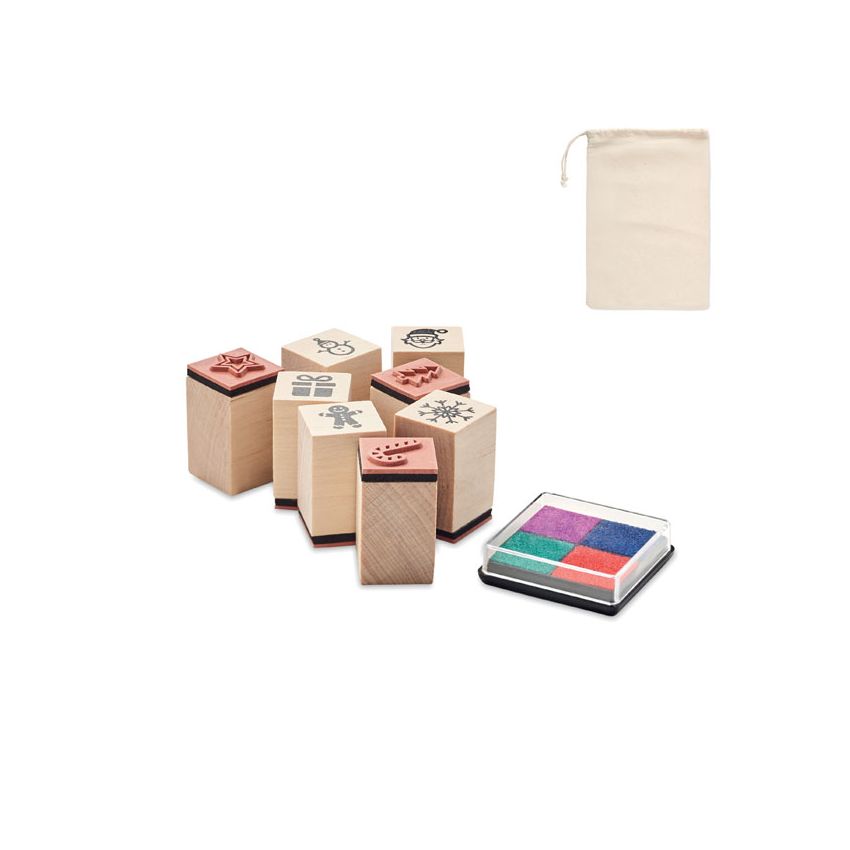 Set of 8 wooden stamps