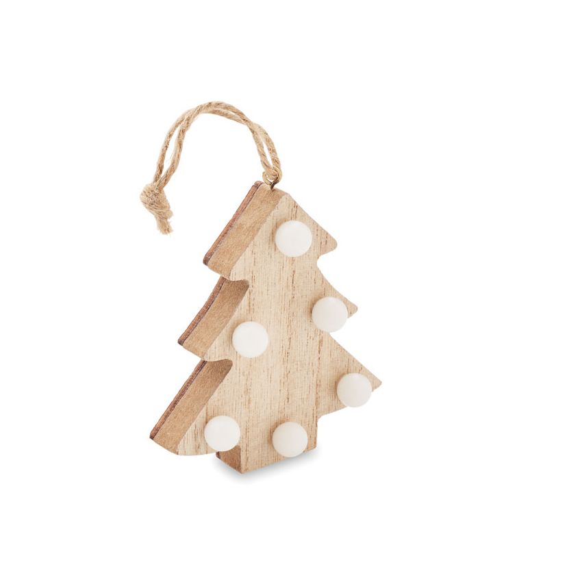 Wooden Christmas tree with lights
