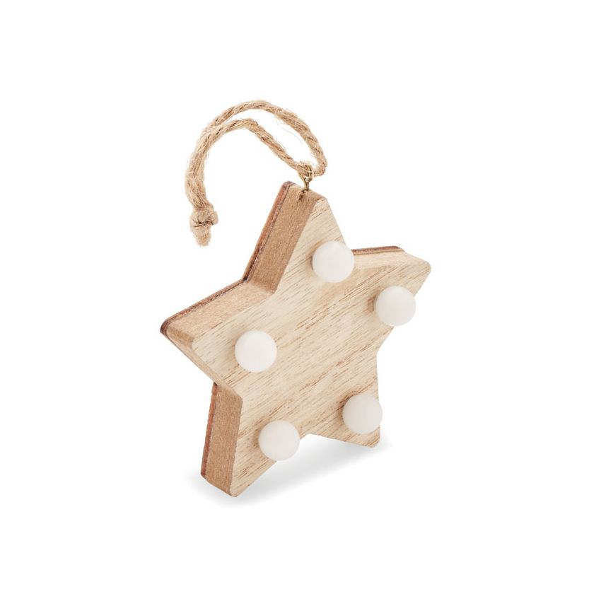 Wooden star with lights