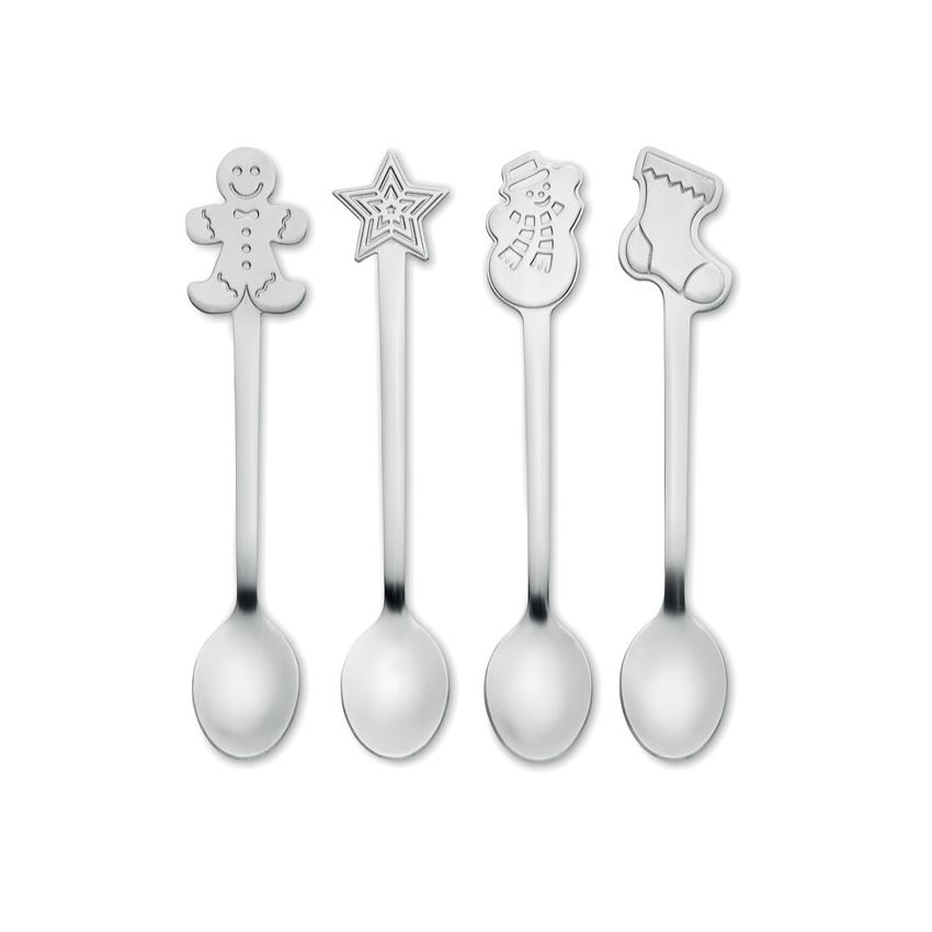 Set of 4 Christmas tea spoons