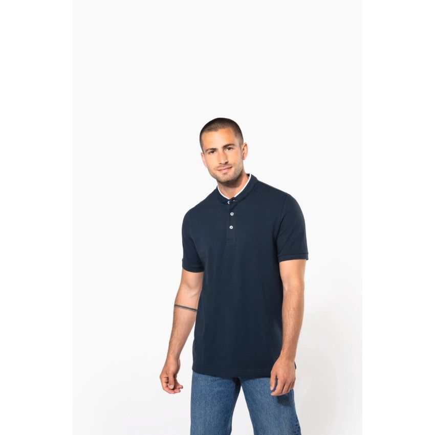 Men's short-sleeve grandad collar polo shirt