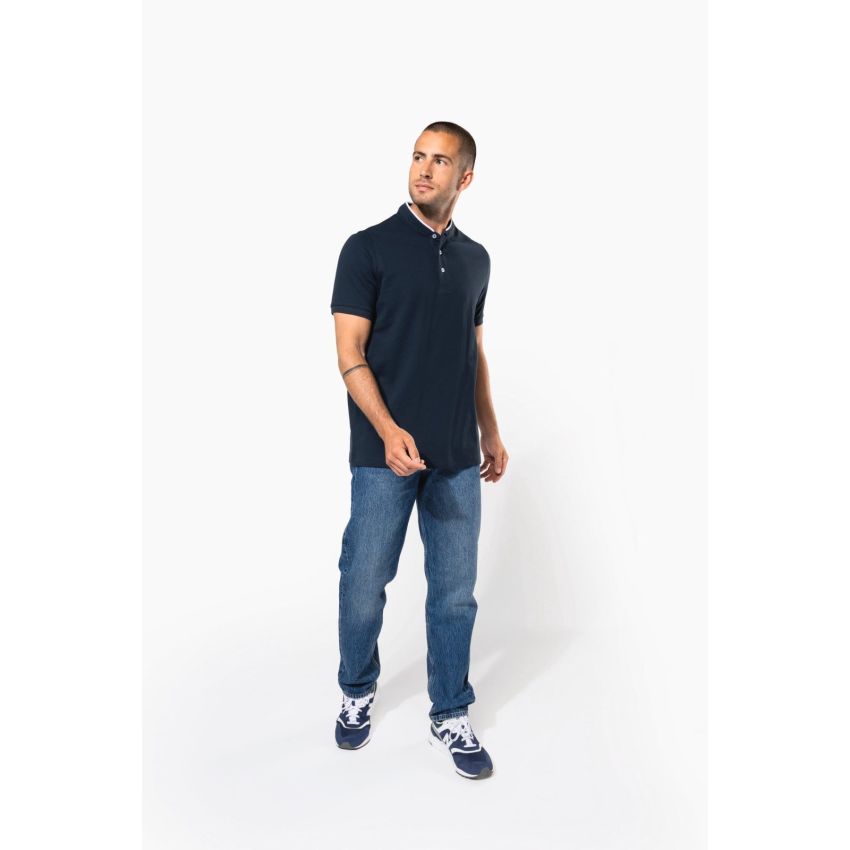 Men's short-sleeve grandad collar polo shirt
