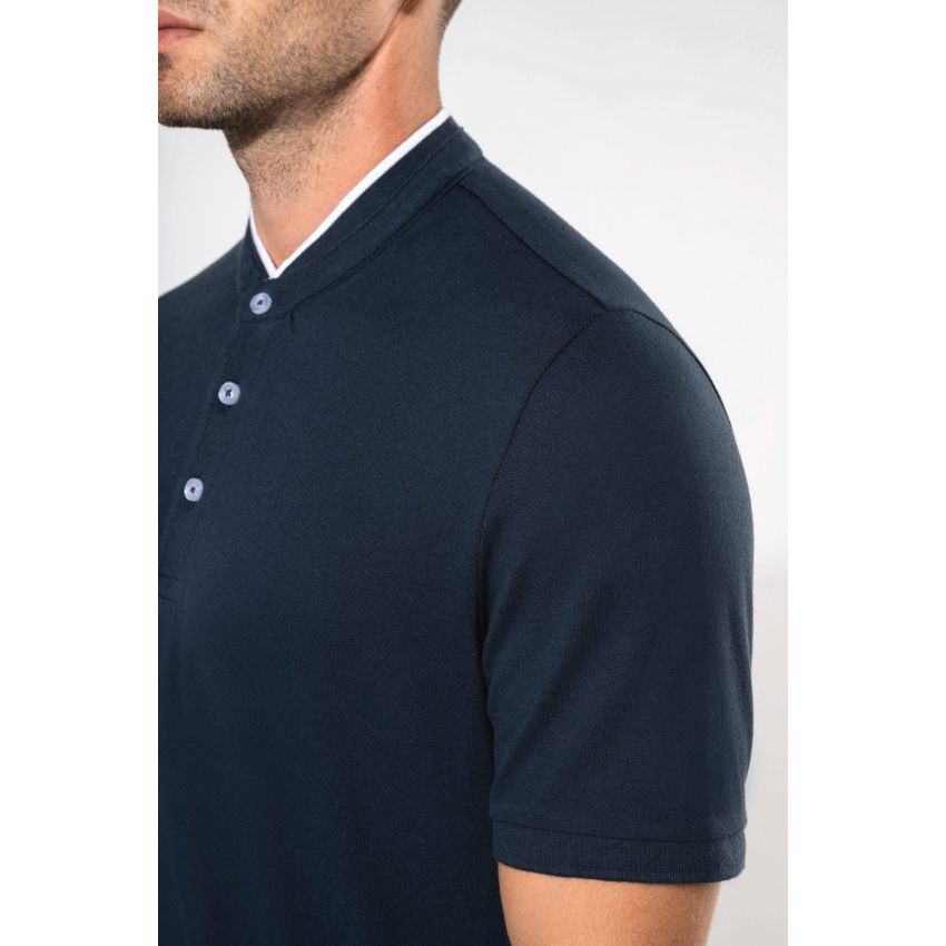 Men's short-sleeve grandad collar polo shirt