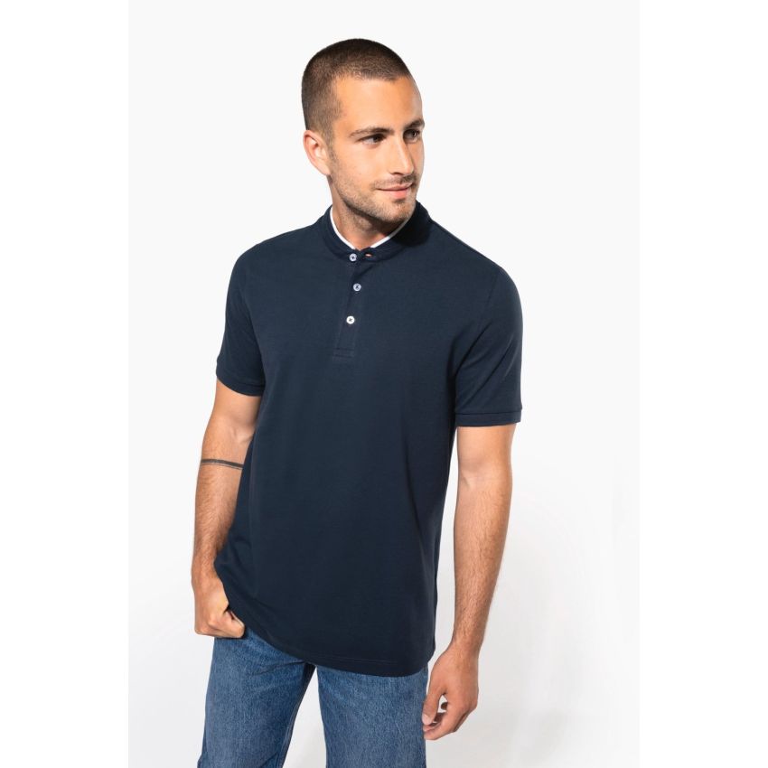 Men's short-sleeve grandad collar polo shirt