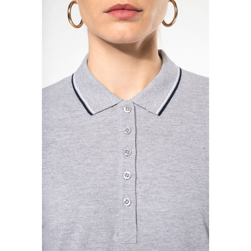 Ladies' long-sleeved piqué knit polo