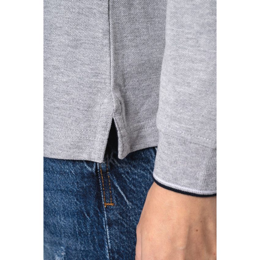 Ladies' long-sleeved piqué knit polo