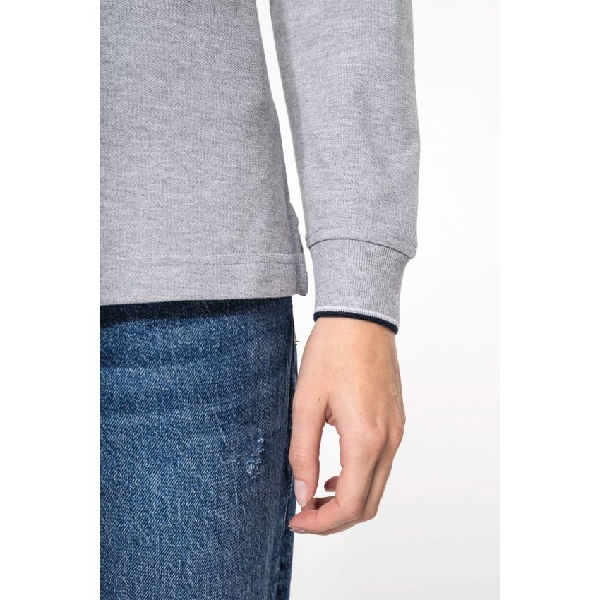 Ladies' long-sleeved piqué knit polo