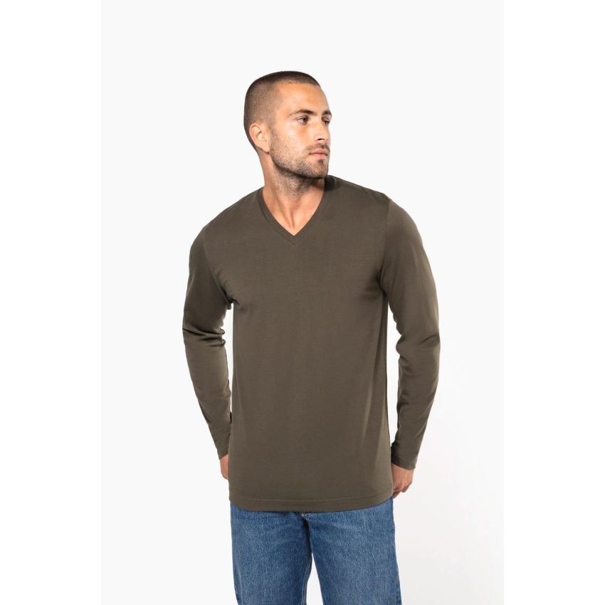 Long-sleeve V-neck T-shirt