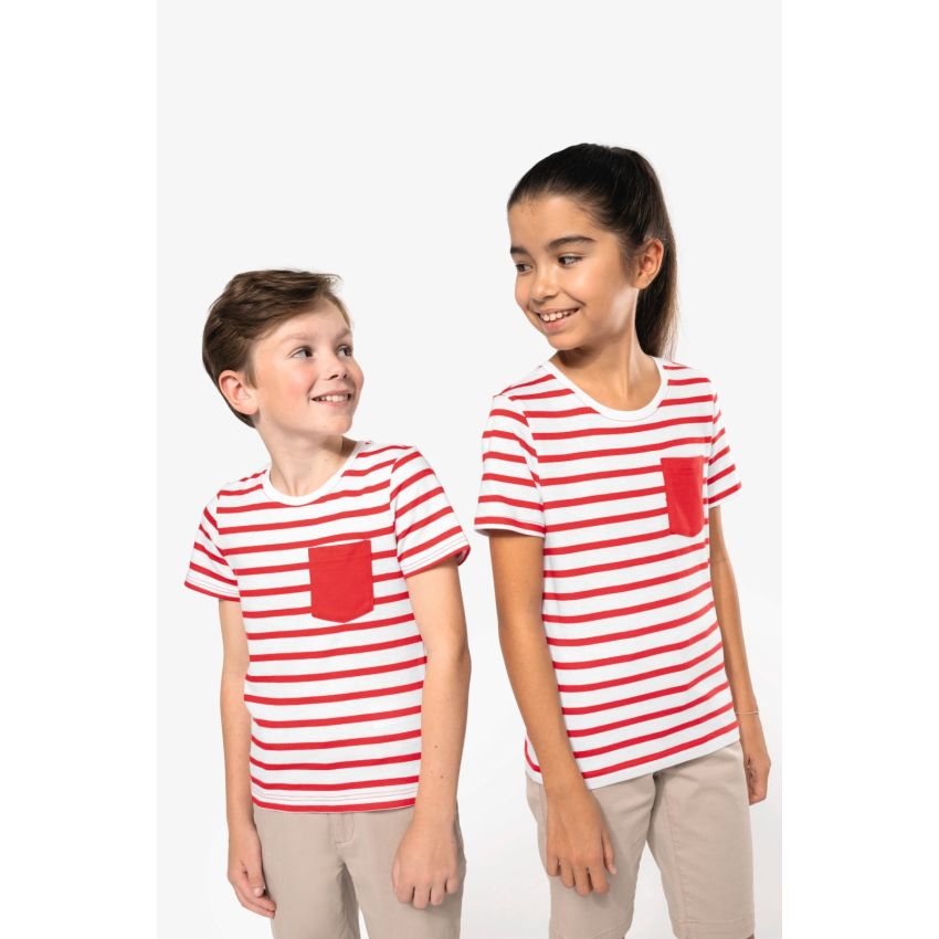 Children’s striped sailor-style short-sleeve T-shirt with pocket