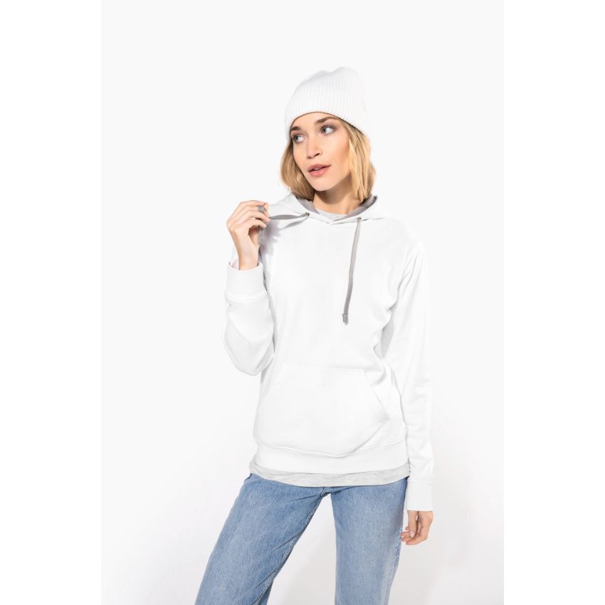 Ladies' sweatshirt with contrast hood